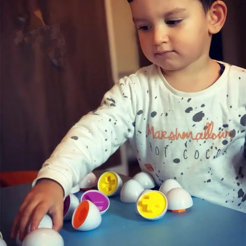 6pcs Smart Eggs 3D Puzzle Game For Children Montessori Learning Education Math Toys Kids Color Recognize Shape Match Jigsaw Toy images - 6