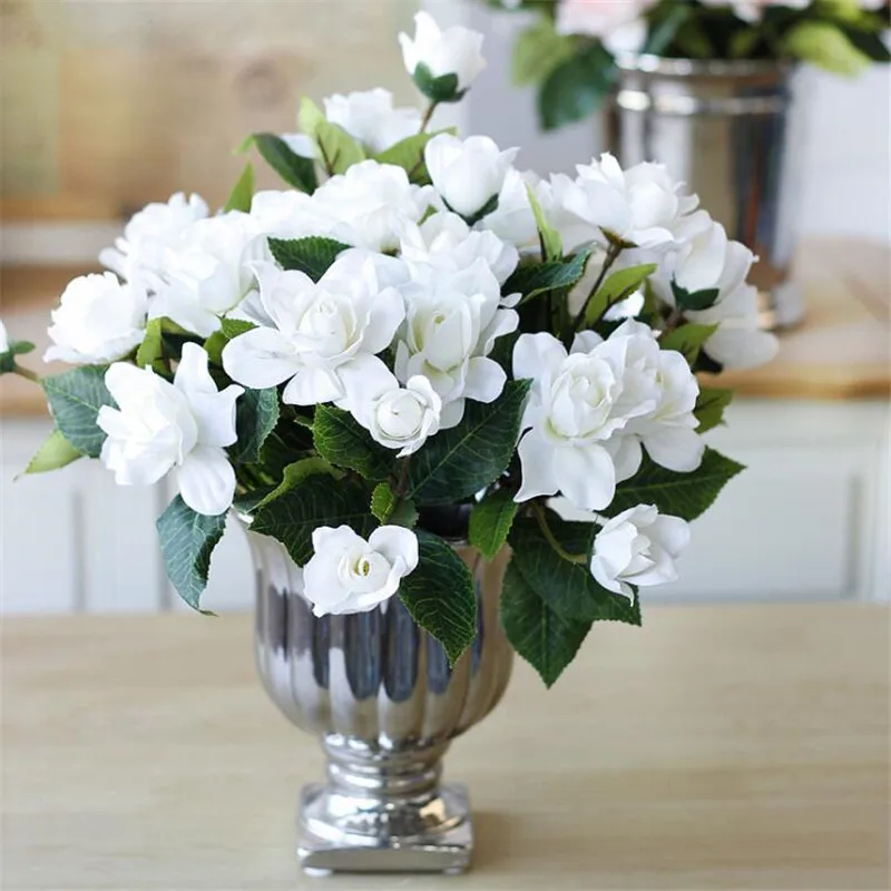 

1Pcs Fake Gardenia (7 heads/bunch) 12.6" Length Simulation Cape Jasmine Flower for Wedding Home Decorative Artificial Flowers