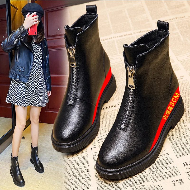 Женские ботинки Martin с внутренней высотой новинка зимы 2020 модные черные бархатные