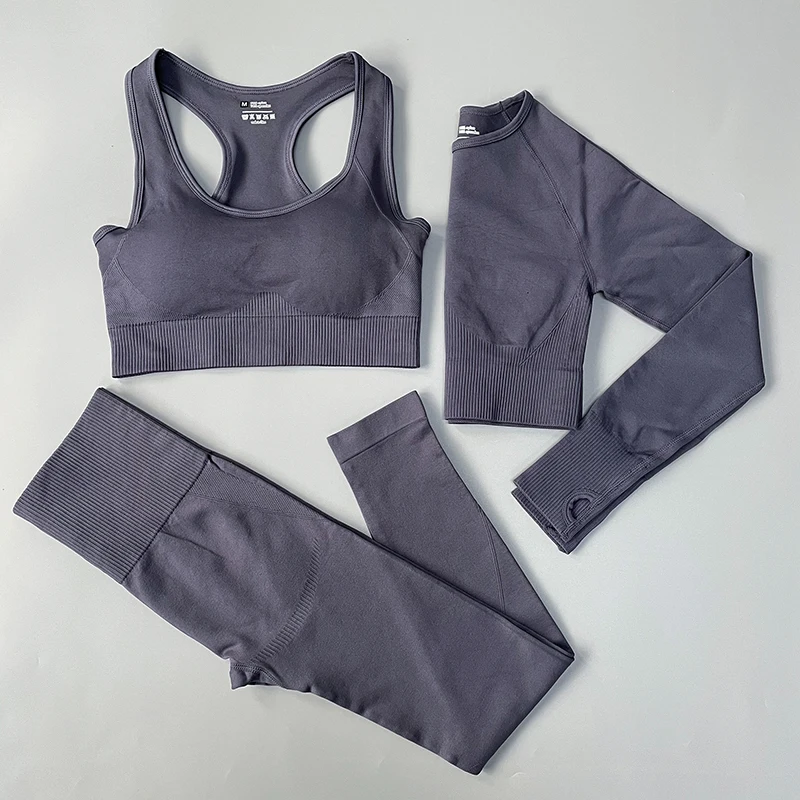 Women Fitness Yoga Set Seamless gym set Bras + Leggings + Shirts fitness sports clothes Workout Running Yoga Suit sportswear