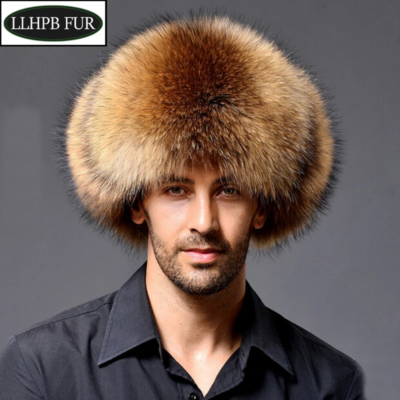 Лидер продаж мужские уличные зимние шапки-бомберы из натурального Лисьего меха