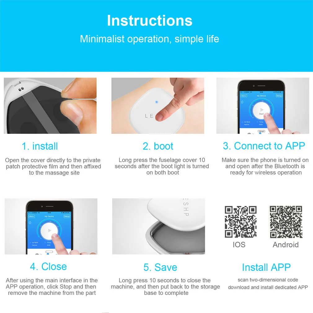 LESHP Портативный мини массажер Низкочастотная Терапия Электротерапия массажный