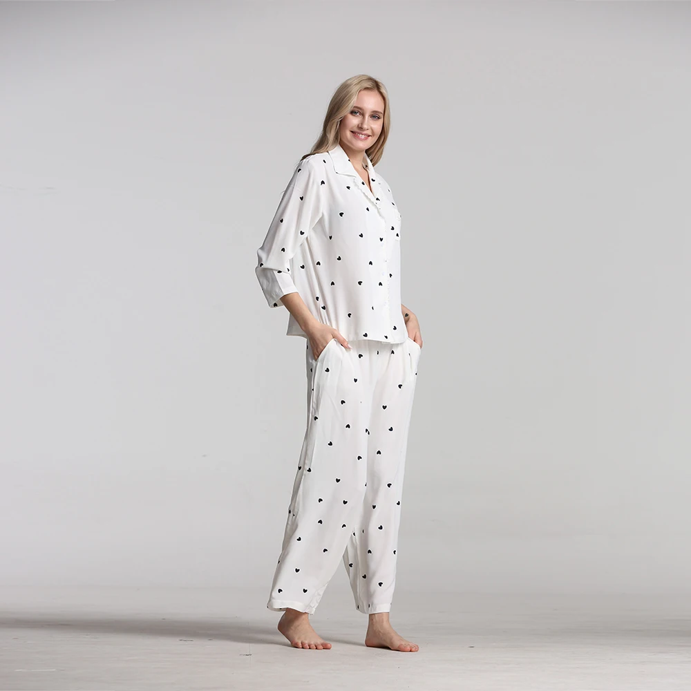 Женская пижама милая женские пижамы весная дамашние с принтом 2 шт. длиными