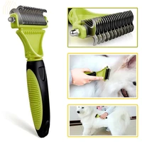 pet automatic knot opening comb cat dog comb brush stainless steel blade double sided hair shedding comb pet grooming tool