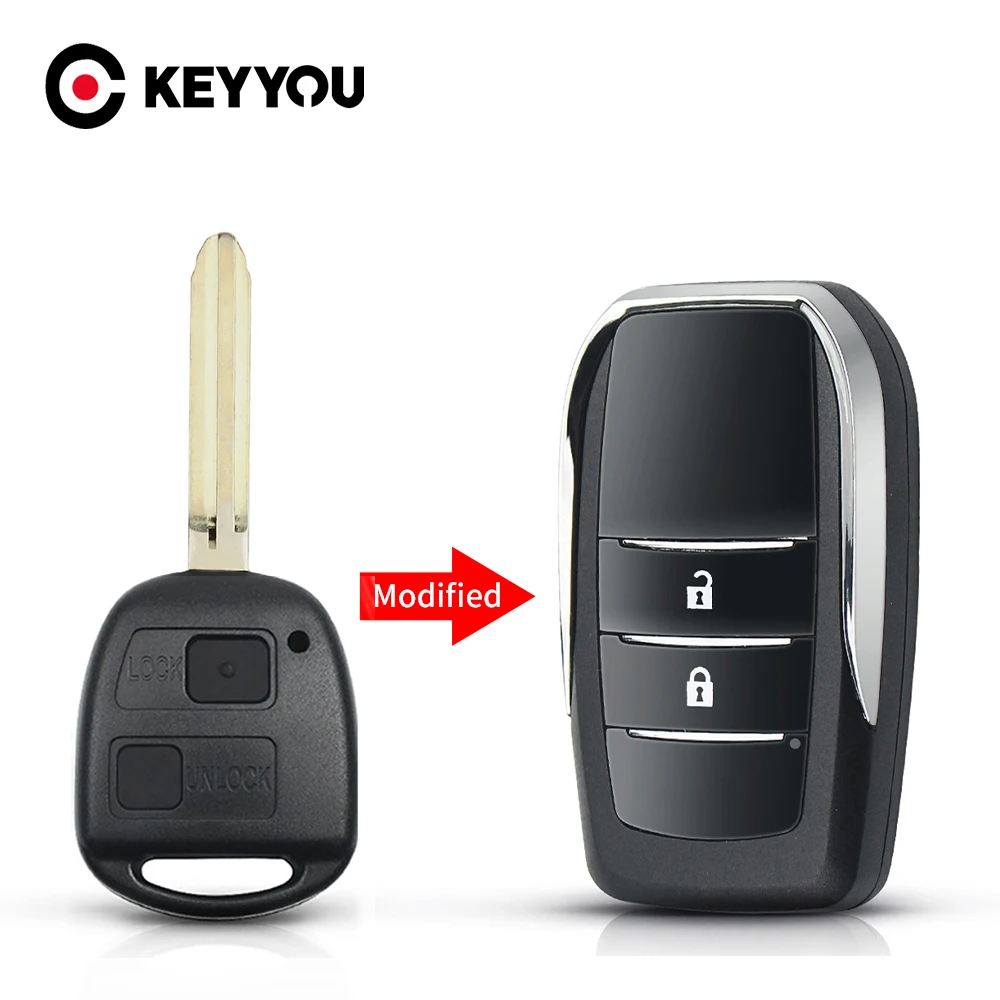 

KEYYOU Modified Flip 2/3 Buttons Remote Car Key Shell For Toyota RAV4 Avalon Echo Prado Tarago Camry Tarago TOY43 Blade Fob Case