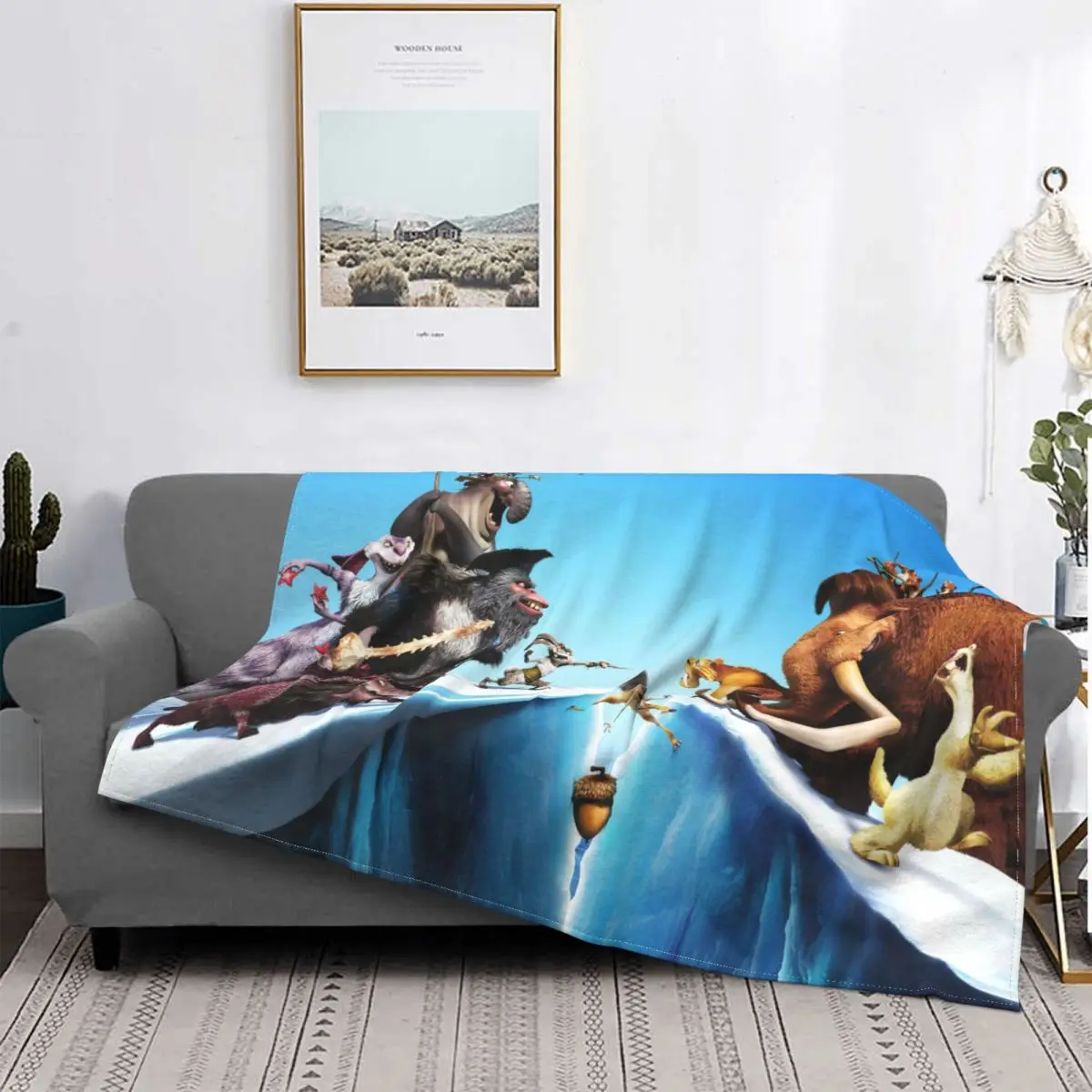 

Ice Age Manfred Animated Film Blankets Coral Fleece Plush Decoration Bedroom Bedding Couch Bedspread