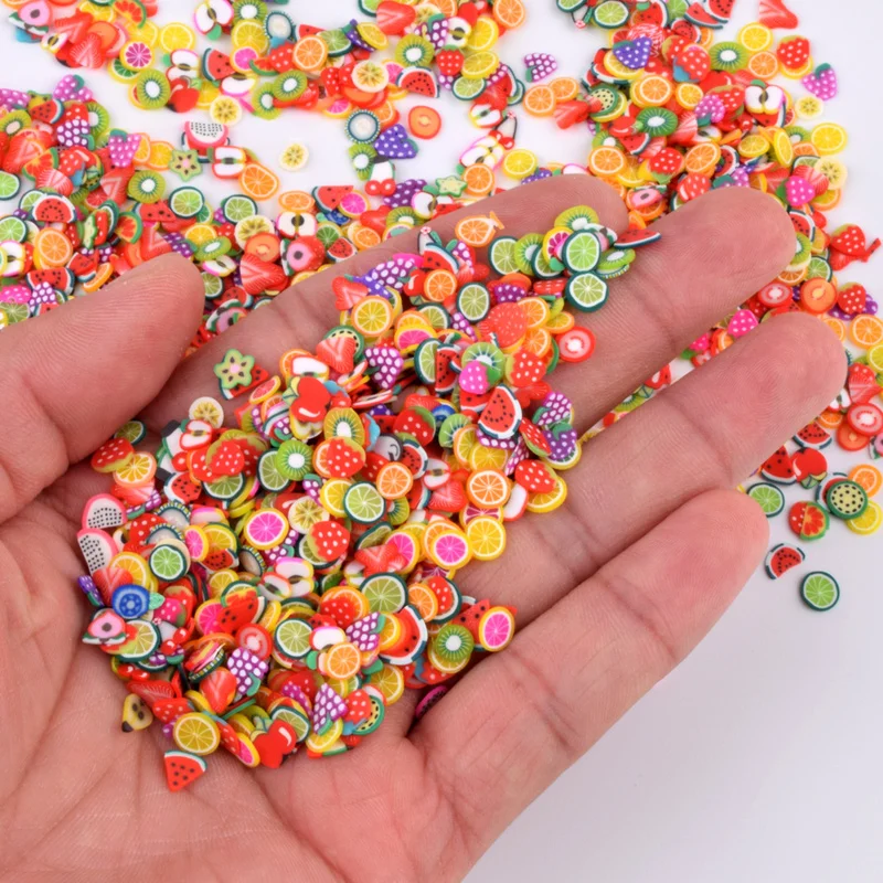 

1000pcs Fruit Slices Charms For Kids Lizun DIY Supplies Polymer Clear Clay Sprinkles Putty Nail Art Craft Education Toys