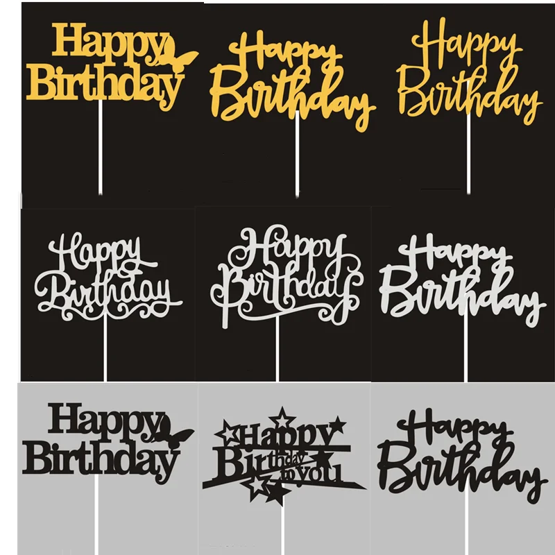 

10pcs/pack Happy Birthday Cake Toppers for Wedding Party Decor Birthday Cake Decorations Tools DIY Baking Accessories Suppllies