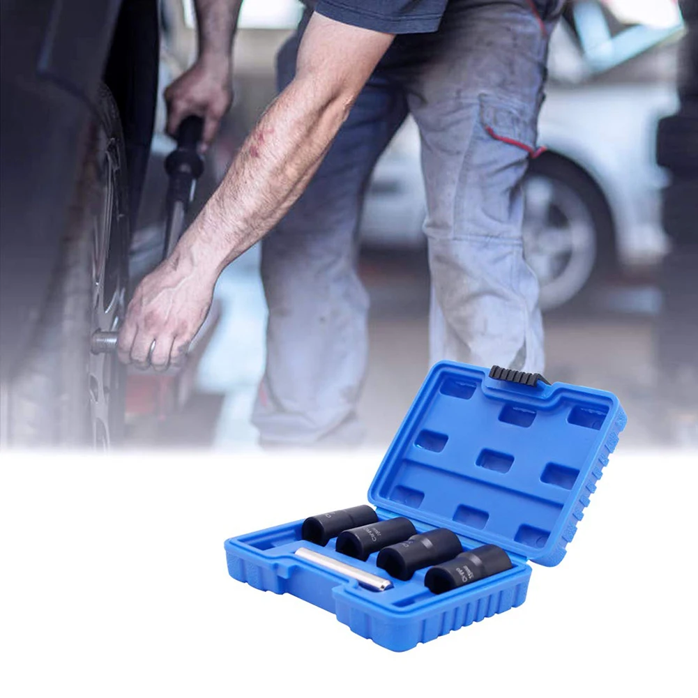 

5PCS Extractor Socket Set Impact Bolt Nut Kit Nut Removal Tool for Removing Rust Wear Wheel Nuts Hand Tools Kit With Box