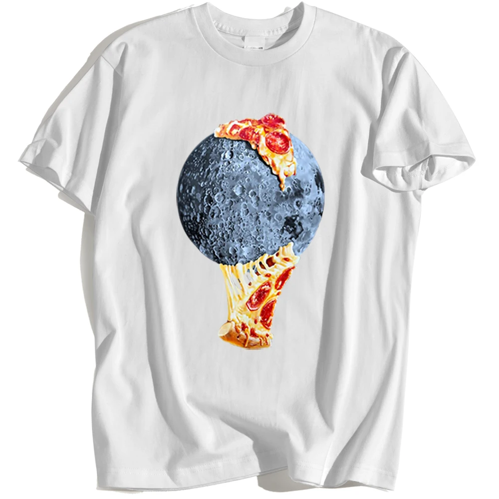 

Kohpweran Creativity Print Planet Pizza Tshirts Men Summer Oversize Tee Clothes Crewneck Fashion Four Seasons Daily Tshirts