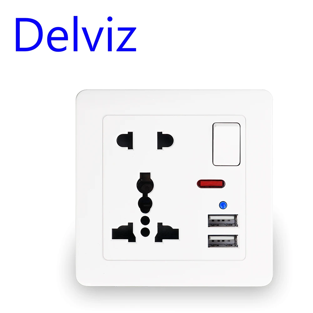 Розетка настенная Delviz с двумя USB-портами, 2 А, 110-250 в перем. Тока, 13 а