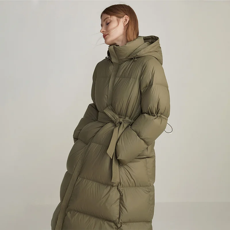 

2021 Women Winter 90% White Duck Down Coat Female Puffer Parkas Long Casual Female Warm Jacket Waterproof&Windproof With Hooded
