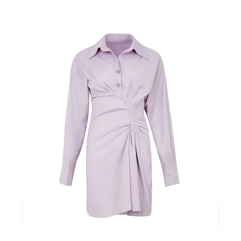 

XITAO Solid Color Dress Fashion New Pleated Goddess Fan Casual Irregular Full Sleeve Goddess Fan Casual Style Dress LDD1381
