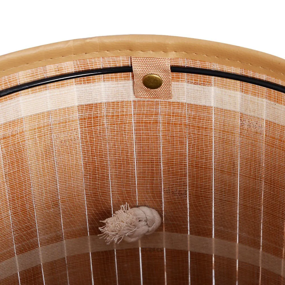 

Barrel Type Bamboo Folding Basket Home Organizer Clothes Storage Box Wood Color US Warehouse