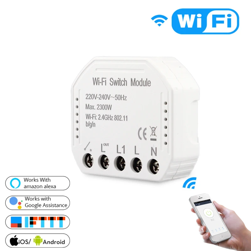 1 PC Умный Wi-Fi светильник DIY Smart Life/приложение Tuya с дистанционным управлением 1/2, 1 переключатель, работает с Alexa Echo Google Home - Цвет: 1 PC