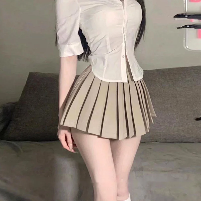 

TVVOVVIN JK Lolita Kawaii Sexy Hot Autumn Student High Waist Pleated Mini Skirt Skorts Girls Korean Women Cute Skirts V8TV