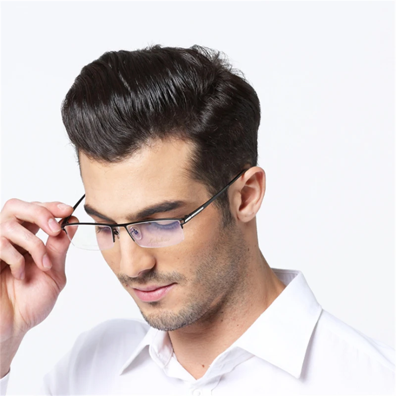 Очки из чистого титана Мужская полуоправа деловой Ультрамодный светильник