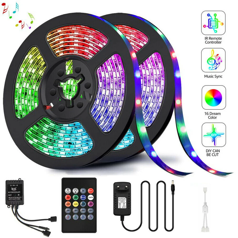 Светодиодная лента RGB 5050 2835 с музыкальной синхронизацией водонепроницаемая