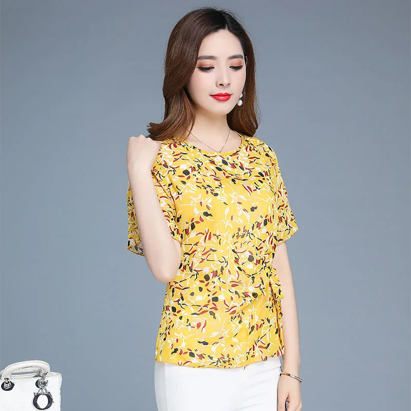 Женские весенне-летние стильные шифоновые Блузки Рубашки повседневные короткий