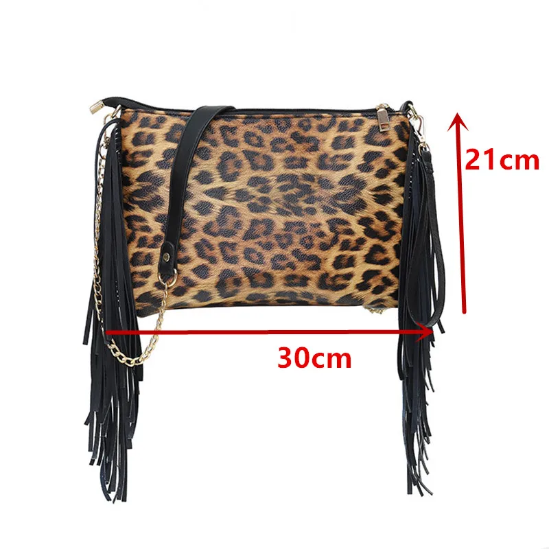 New Vintage Tassel Shoulder Bag leopard pattern hand bag women's clutch shoulder messenger female big | Багаж и сумки