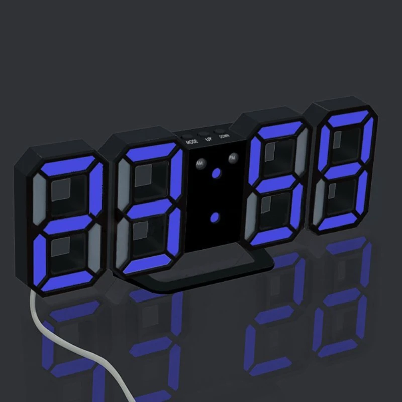 

3D LED Wall Clock 8.46" Wall Clock Digital 3D LED Alarm Clock USB Non Battery Easy to Read at Night Home Decoration