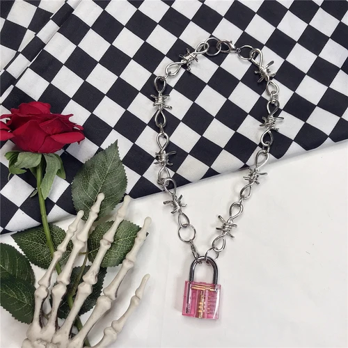 Pink Эксклюзивный harajuku unif стиль нержавеющая сталь Сердце itgirl чокер с бусинами colar для женщин милое ожерелье в панк-стиле Collares Mujer - Окраска металла: Pink