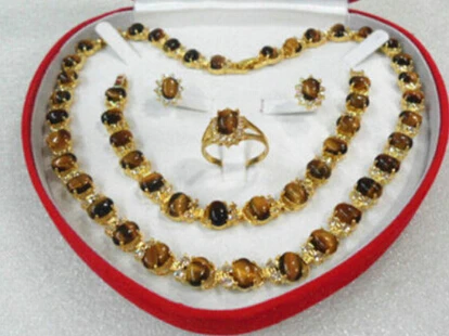 + 902 новый тигровый глаз драгоценный камень Желтое золото покрытием серьги