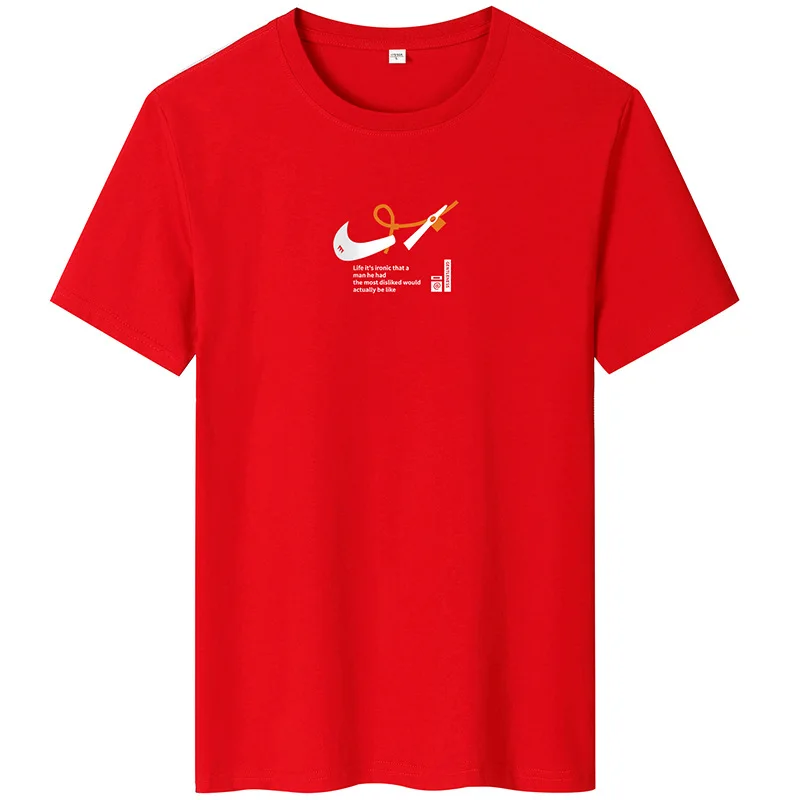 

2021 new fashion T-shirt men's personality creative printing T-shirt round neck large size trendy handsome cotton T-shirt men