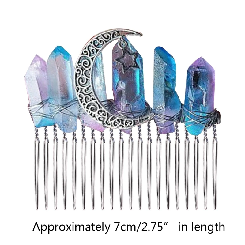 

Colorful Crystal Headwear Blue Angel Aura Tiara Bohemia Style Head Ornaments Mermaid Headband for Music Festivals M6CD