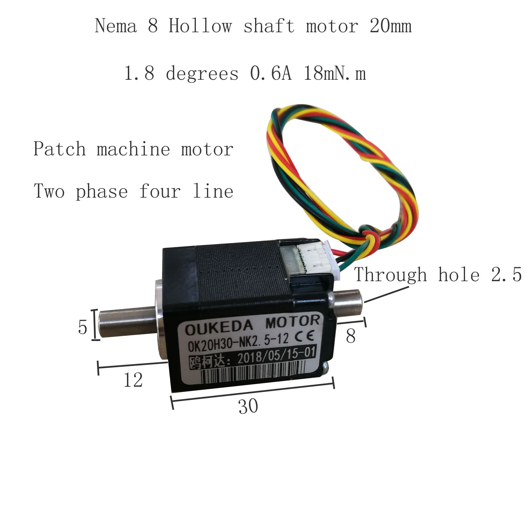 

20 hollow shaft motor 30mm SMT electromechanical machine Long out of the shaft Inner hole 2.5