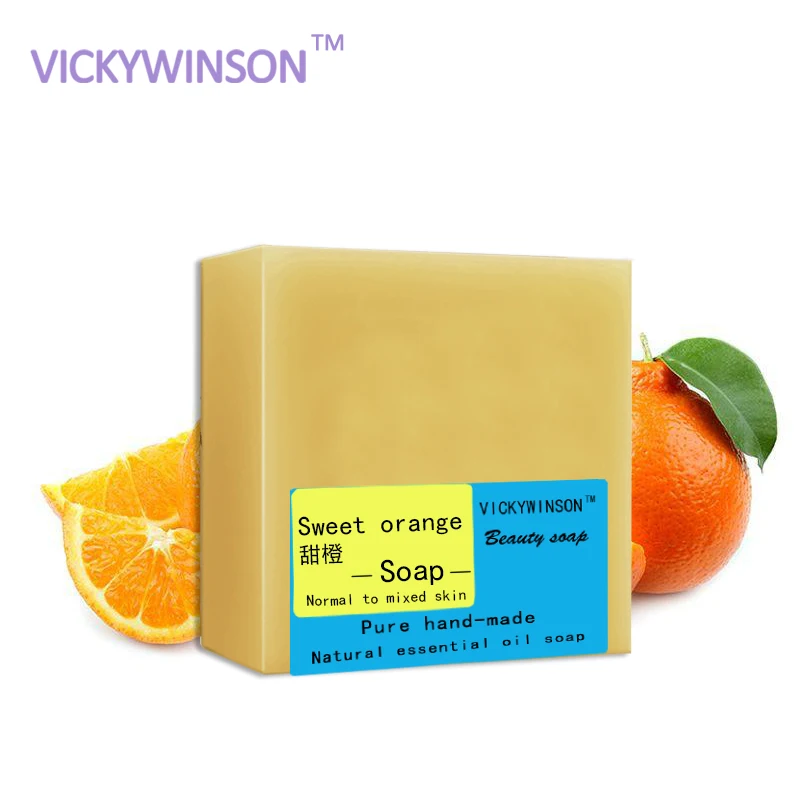 

VICKYWINSON 100g Soap Natural Sweet orange Handmade Soap Essential oil soaps Helps remove toxins Moist comfortable hydrating