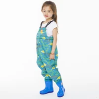 kids jumpsuit waterproof wading pants with rain boots playing water sports garden beach fishing hunting children wader trousers