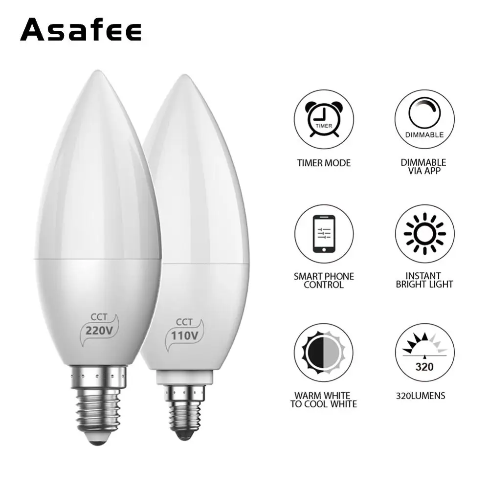 4W светодиодный светильник в форме свечи E14 E12 110V 220V BT Mesh CCT белый теплый светодиодный светильник