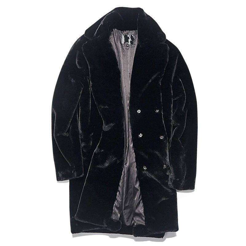 2019 Осень Зима Новая верхняя одежда длинное пальто Мужская плюшевая шерстяная