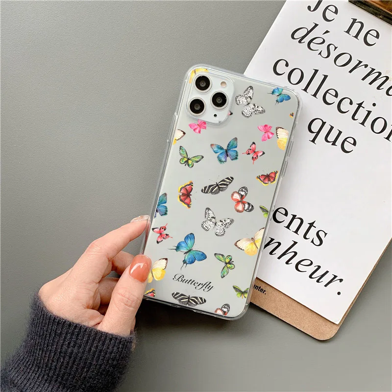 Роскошный чехол для телефона с рисунком бабочки iphoe SE 2020 11 Pro Max 7 8 plus мягкий iphone X XR
