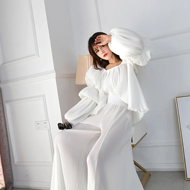TWOTWINSTYLE элегантные белые женские рубашки квадратный воротник фонарь с длинным рукавом Женская блузка осень негабаритных Мода Новинка