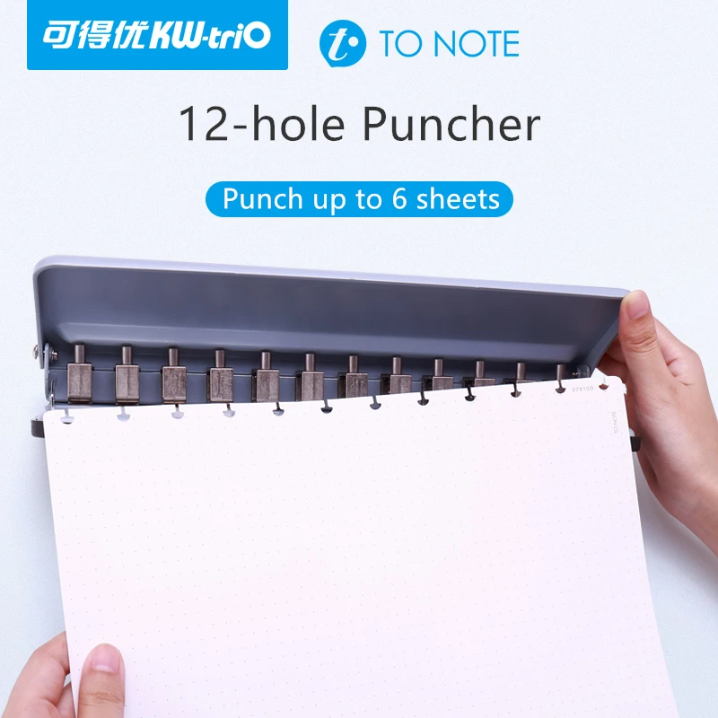 12-Hole Punch Mushroom Hole Disc Binding Puncher Loose-leaf T-Type Adjustable PunchCutter Office Binding Tools 0991L