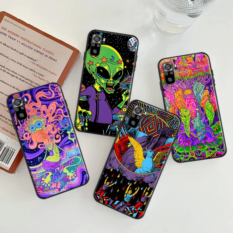 

Colourful Psychedelic Trippy Art Phone Case For Xiaomi Redmi 9 9i 9AT 9T 9A 9C 10X 4G 5G Note 10T 5G Mandala Chakra Yoga Coque
