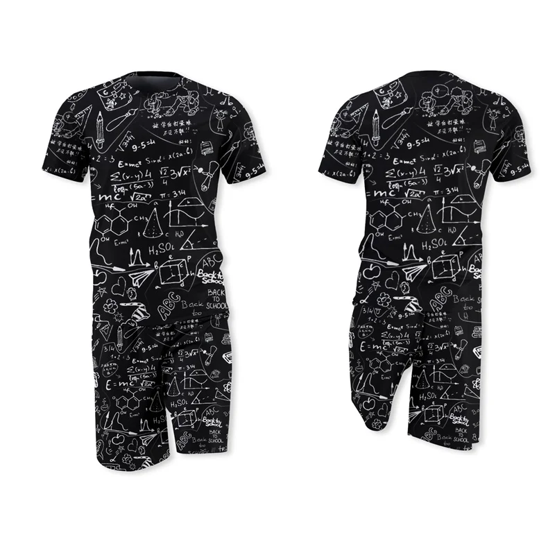 

2021 Men's Summer Compression Quick dry TrackSuit gym Training Suit 3D printing Harajuku Running Plus Size T-Shirts 2 Piece Set