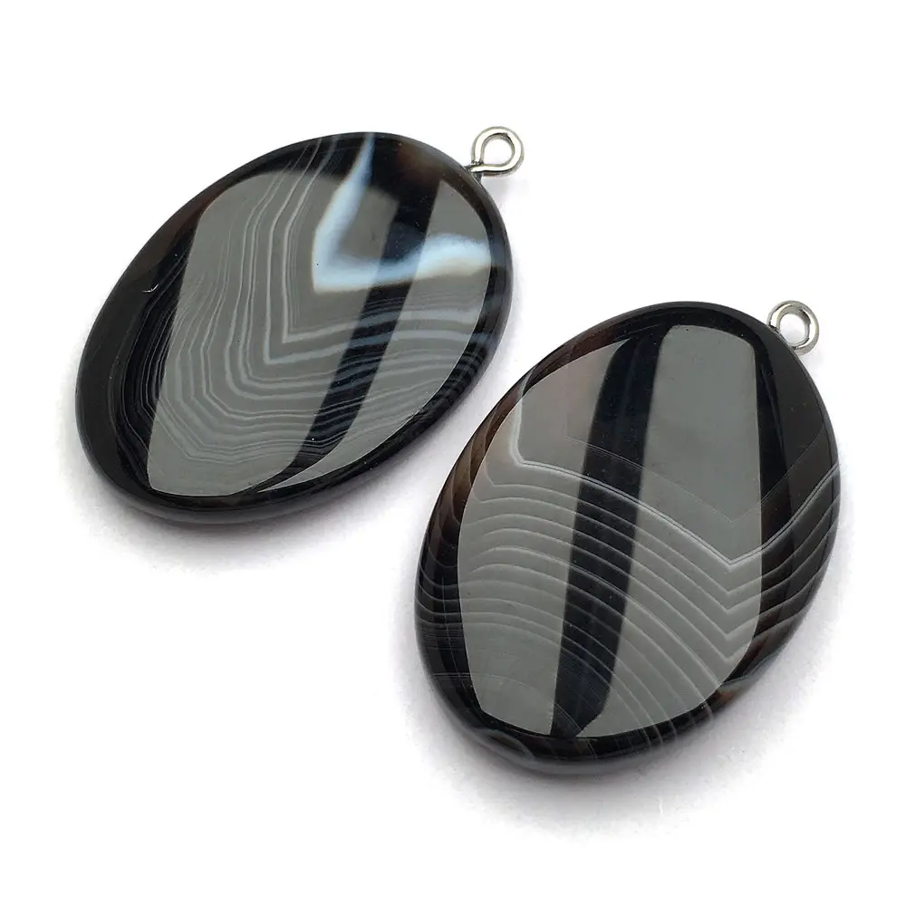 

Egg Shape Black Agates Pendant-Black-25x38mm Temperament Natural Stone Pendant Necklace New Charm Accessory Jewelry