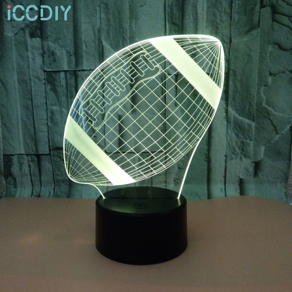 

Rugby Colorful 3D Led USB Table Lamp Touch Remote Control Colorful 3D Night Light Room Bedroom Decoration Light Children's Gift