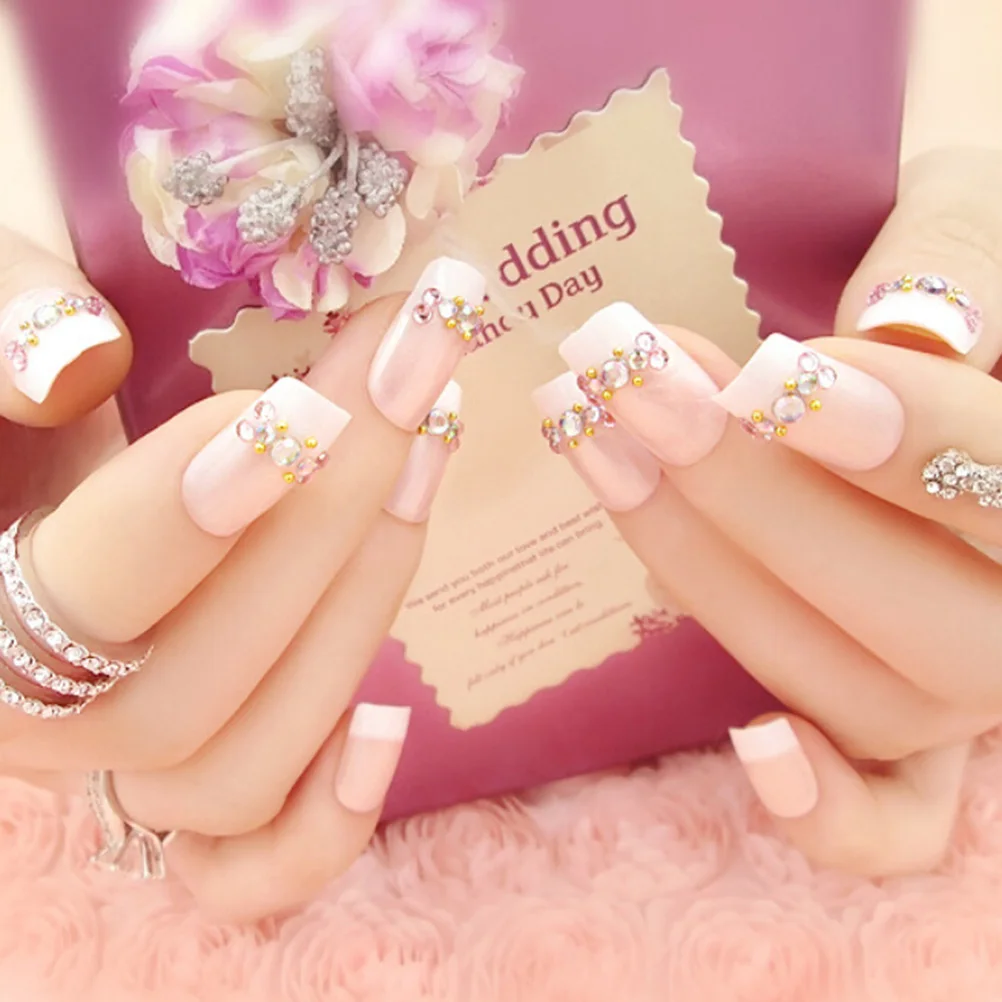 24 шт./компл. милые французские накладные ногти 3D крем телесные розовые однотонные