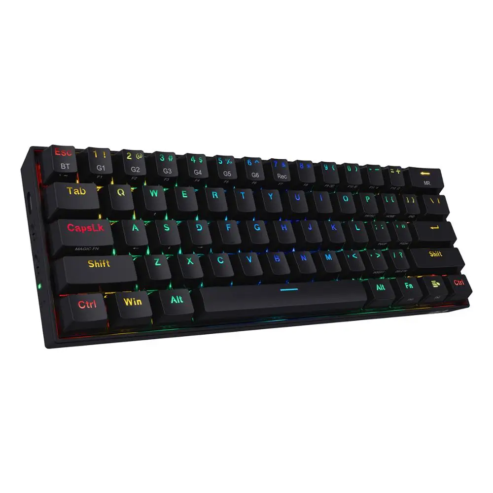 Компактная Беспроводная механическая клавиатура Redragon K530 Draconic 60% RGB с коричневыми