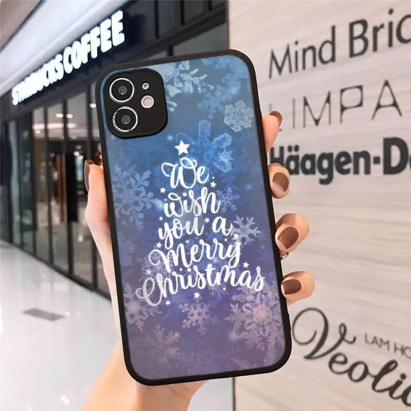 

Merry Christmas snowflakes Phone Cases Matte Transparent for iPhone 7 8 11 12 s mini pro X XS XR MAX Plus cover funda