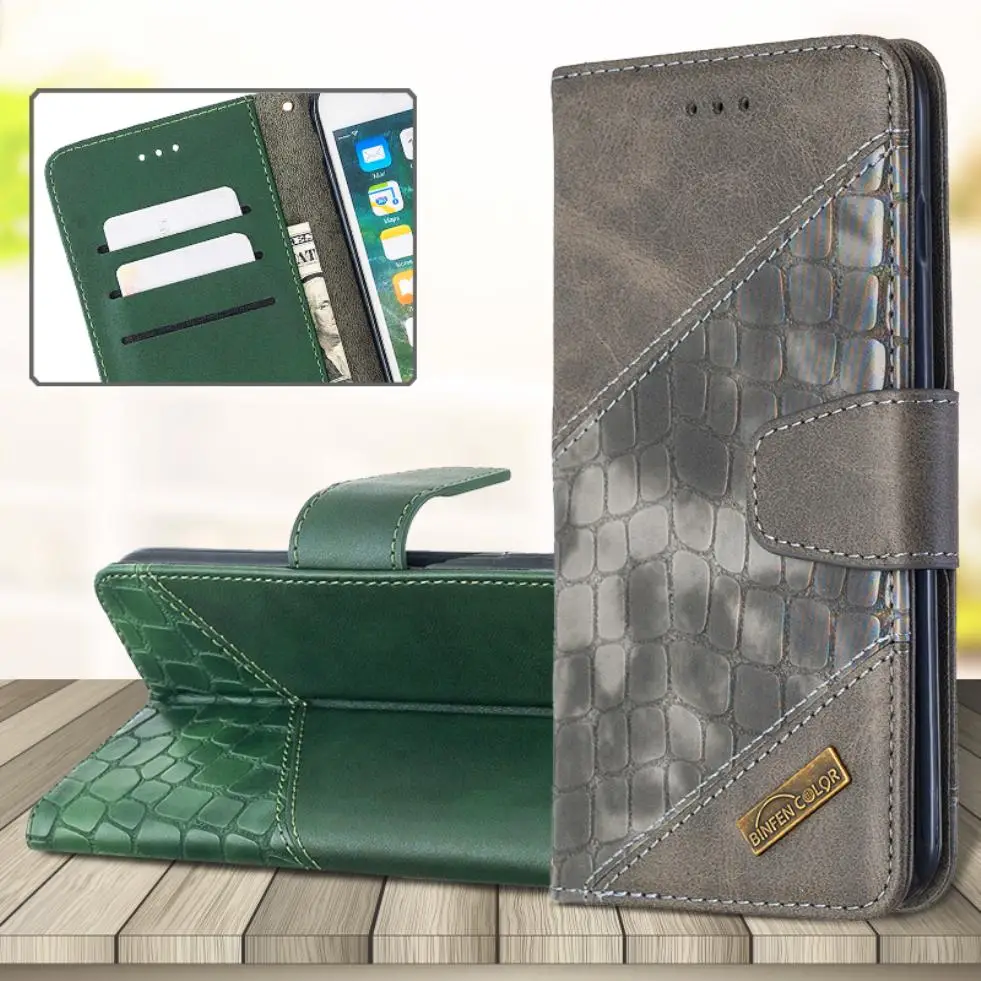 

For Samsung Galaxy S20 Plus Ultra S10 S10e Fashion Crocodile Pattern Splice Leather Case Wallet Stand Flip Phone Cover