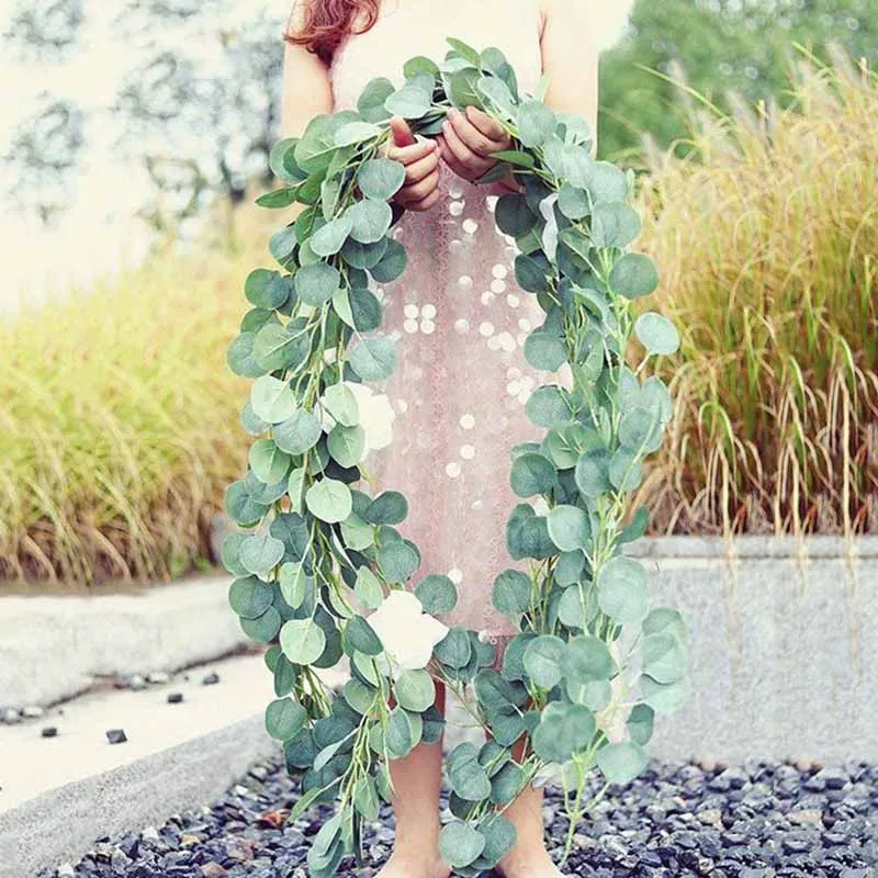 Зеленые листья эвкалипта гирлянда Летние свадебные искуственные цветы для
