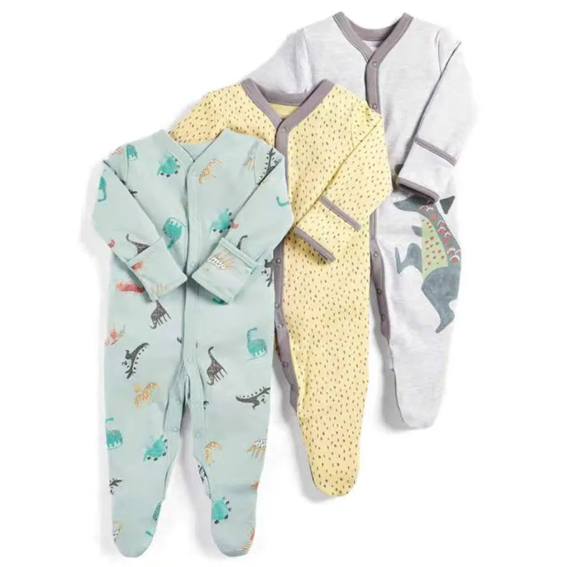 3Pcs/Pack Baby Boys Girls Cotton Rompers Set Newborn Sleepsuit Infant Long Sleeve cartoon Jumpsuit Baby Pajamas 0-12Months - Цвет: 6