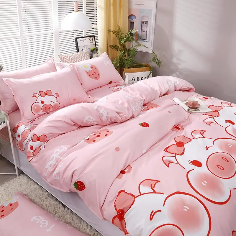 Комплект постельного белья из алоэ и хлопка с рисунком розовой свиньи мягкий