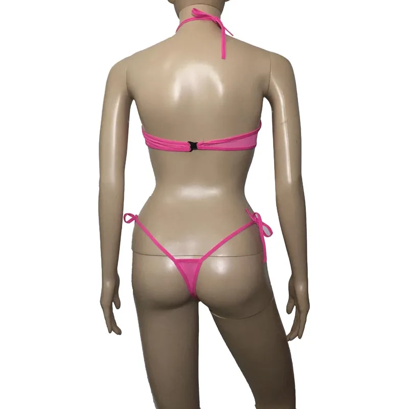 Женский сексуальный комплект бикини с открытой грудью розовый нижнего белья