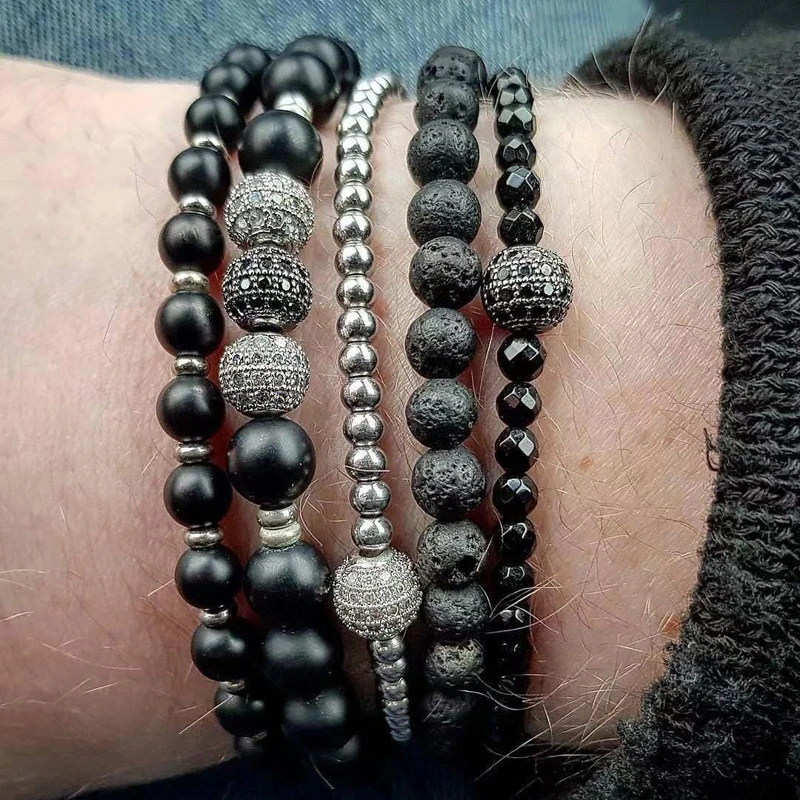 5 шт./компл. винтажный браслет с подвесками в виде диско шара мужской матовый